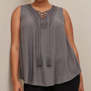 TORRID Textured Woven Crochet Detail Top SIZE 4